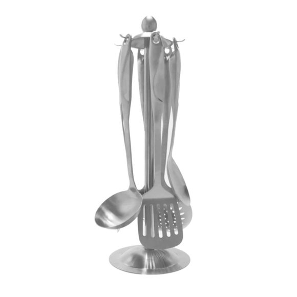 7-Piece Matte Kitchen Utensil Set - SILVER - Picture 1 of 4